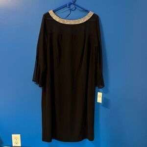 Alex Evenings Black Dress with Silver Embellished Neckline